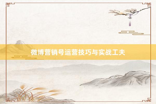 微博营销号运营技巧与实战工夫